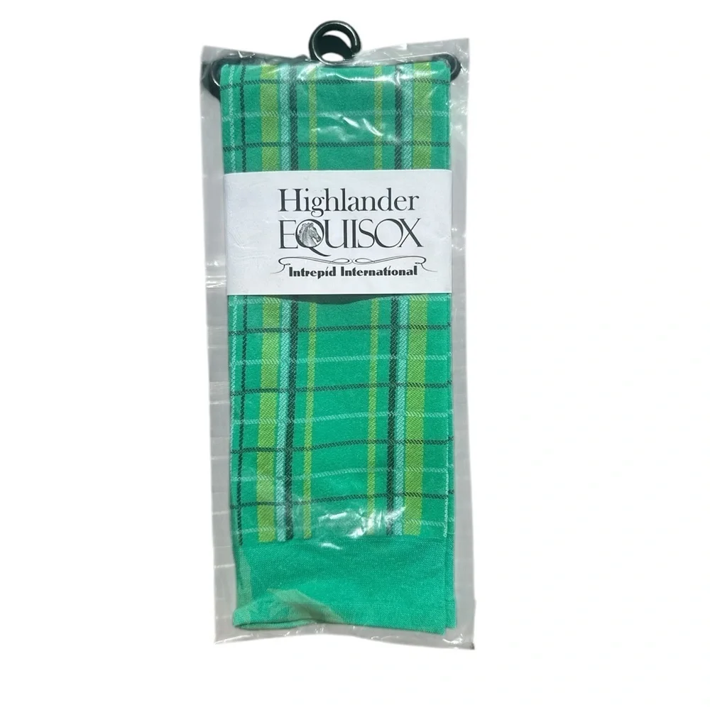 NWT,‎ Highlander Equisox Equestrian Knee Socks, One Size, Plaid Green